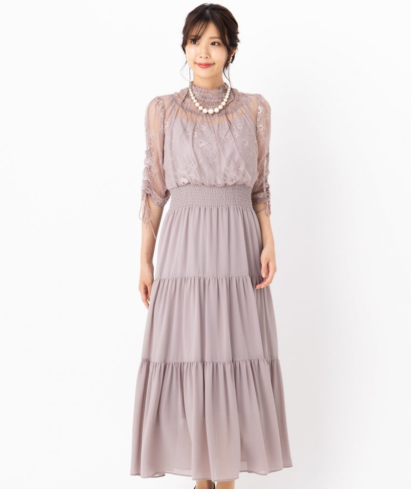Aimer エメ グリッターレースフィット&フレアドレス ピンク系 | 結婚式