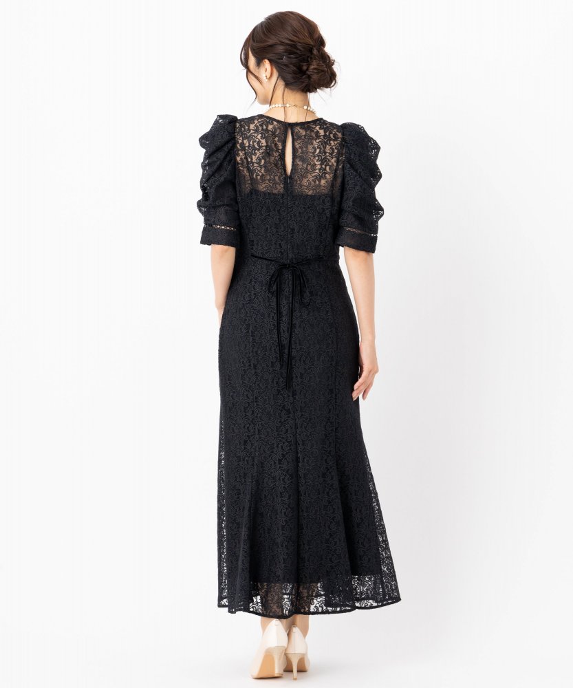 FRAY I.D フレイアイディー エンブロイダリーパフドレス ブラック系