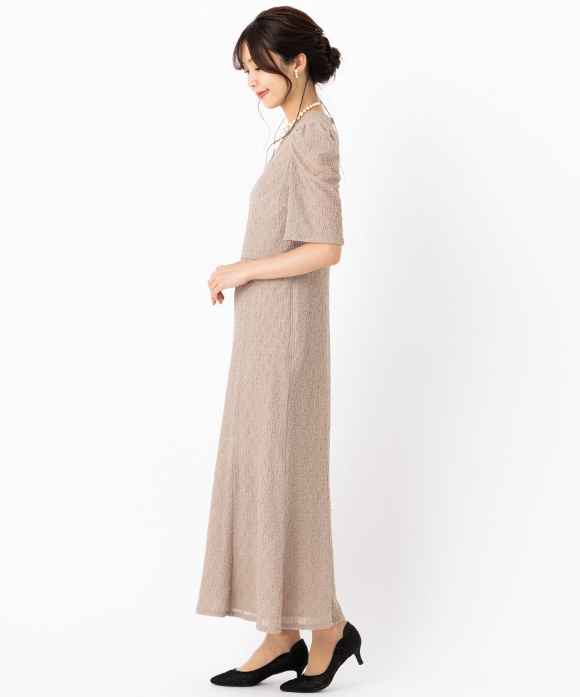 kaene カエン シュリンクレースドレス ベージュ系 | 結婚式パーティー