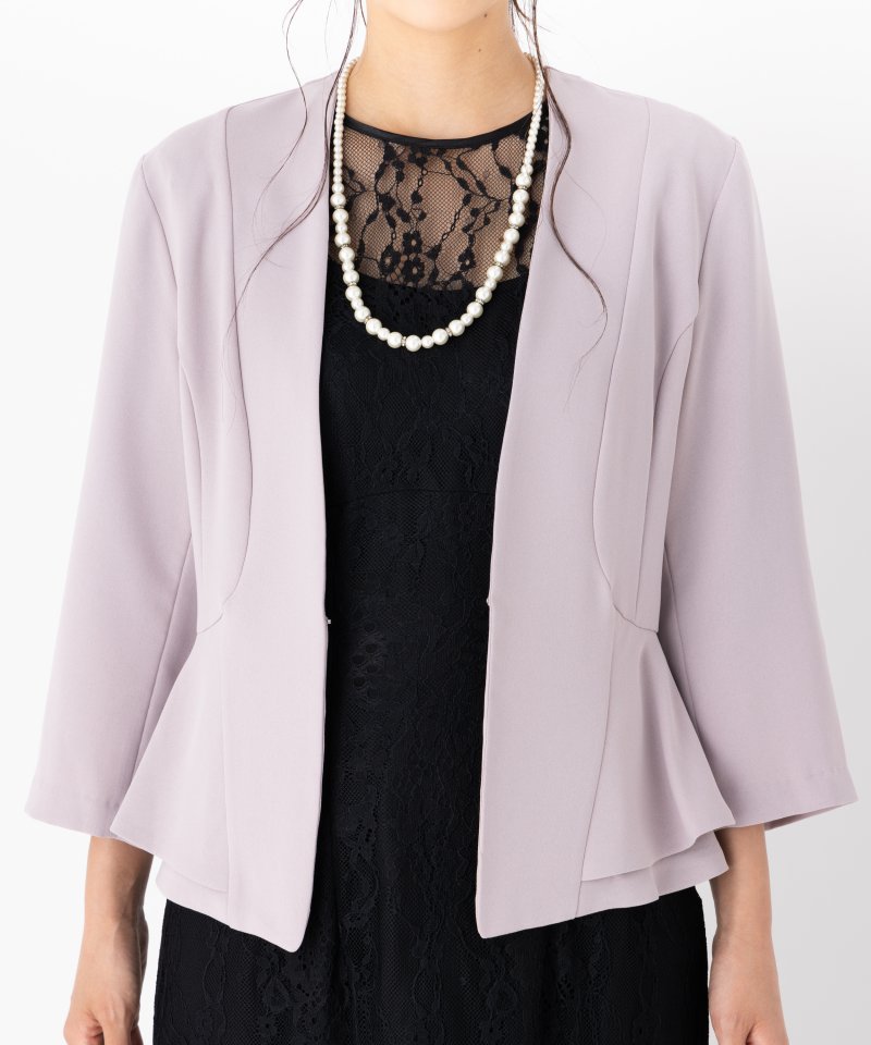 Select Shop サイドペプラムノーカラージャケット グレー系 | 結婚式