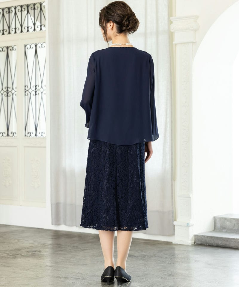 東京ソワール 【マザーズドレス】カバーアップ付きレースドレス