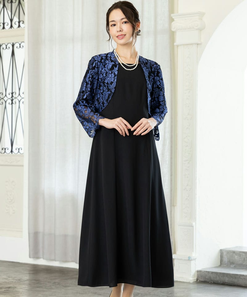 東京ソワール 【マザーズドレス】ラッセルレースボレロ付き前開き