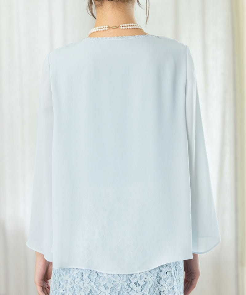 東京ソワール 【マザーズドレス】カバーアップ付きレースドレス ブルー