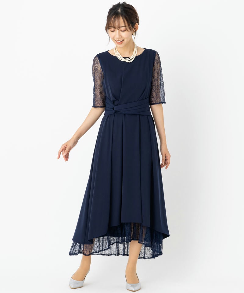 Select Shop ウエストモチーフベルトドレス ネイビー系 | 結婚式