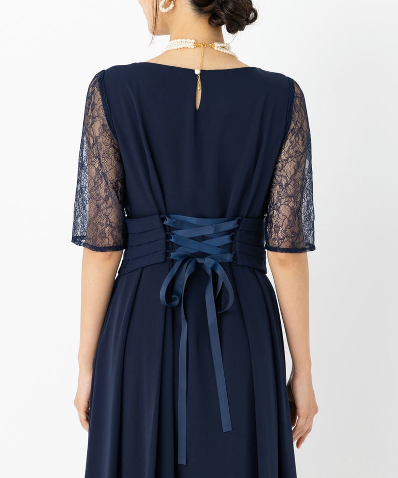 Select Shop ウエストモチーフベルトドレス ネイビー系 | 結婚式