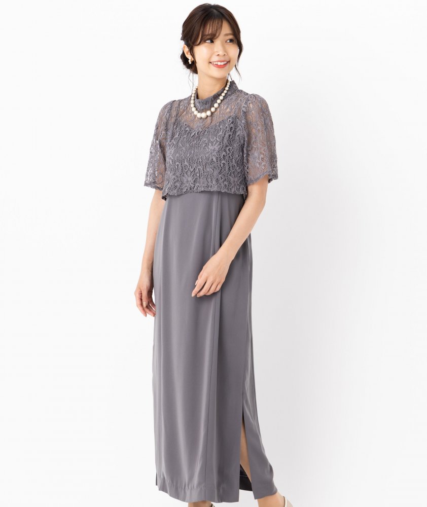 Aimer エメ レースブラウス付タイトラインドレス その他 x グレー系
