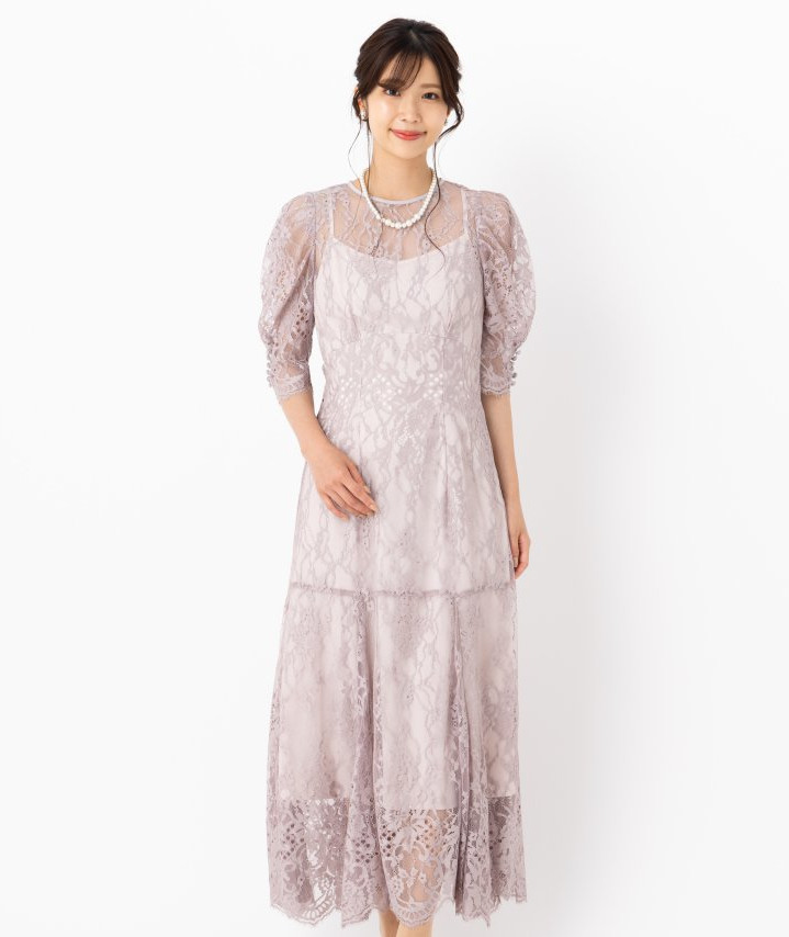 snidel ヘムボリュームレースワンピース 結婚式 お呼ばれ ドレス S⑤ SNIDEL スナイデル ヘムボリュームレースドレス ブラック系 | 結婚式