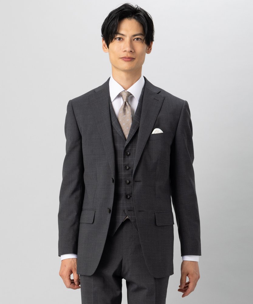 オリヒカ ORIHICA 3ピーススーツ　チャコールグレー　AB7サイズ ORIHICA オリヒカ 【7点セット】ウールブレンドフォーマルスーツセット