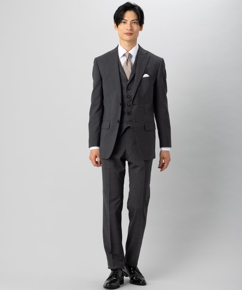 P.S.FA 衿付きセパレートベストスリーピーススーツ グレー系 | 結婚式 P.S.FA 衿付きセパレートベストスリーピーススーツ グレー系 | 結婚式