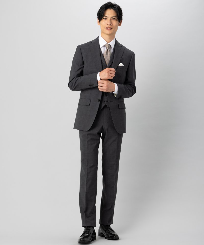 P.S.FA 衿付きセパレートベストスリーピーススーツ グレー系 | 結婚式