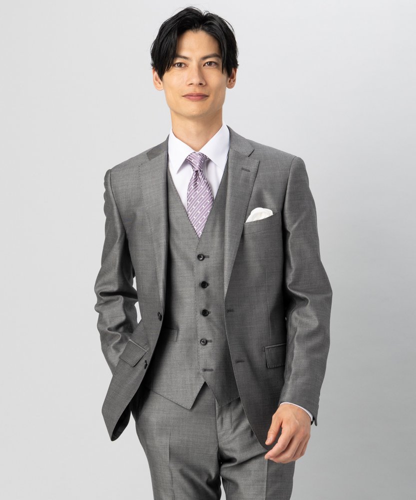 ONLY オンリー シルクブレンド3ピースフォーマルスーツ グレー系