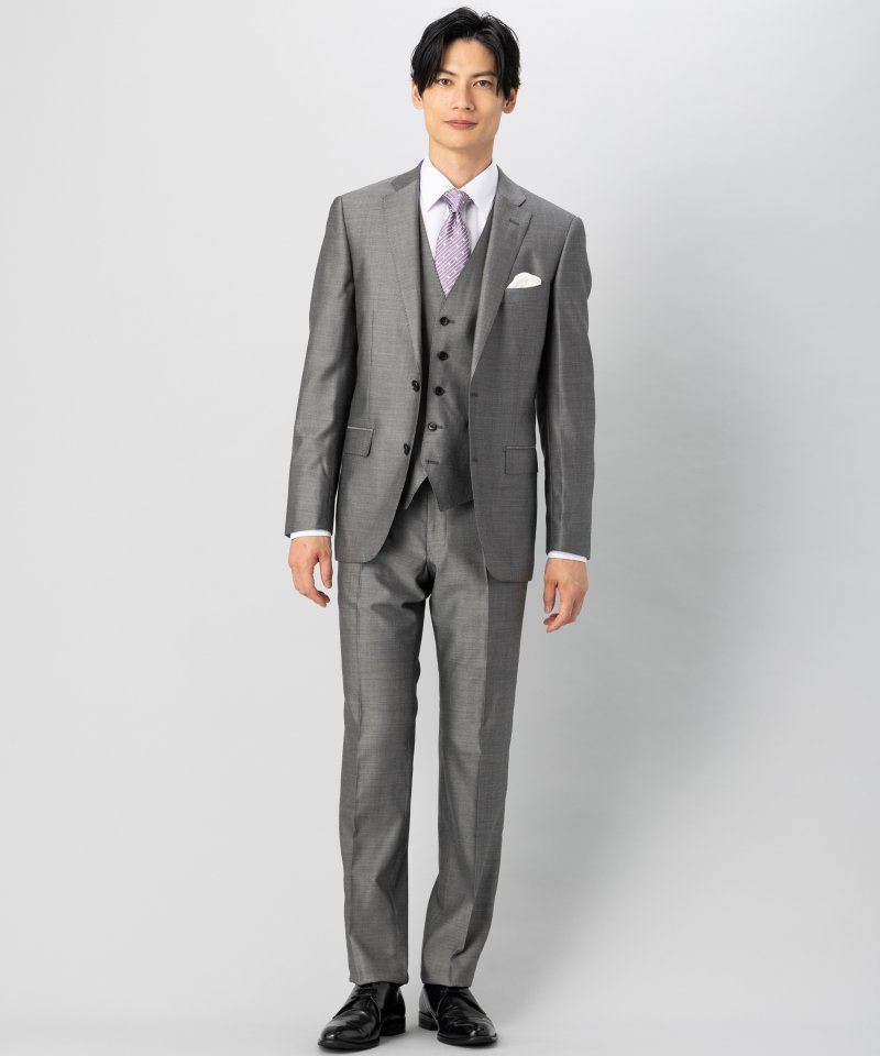 ONLY オンリー シルクブレンド3ピースフォーマルスーツ グレー系