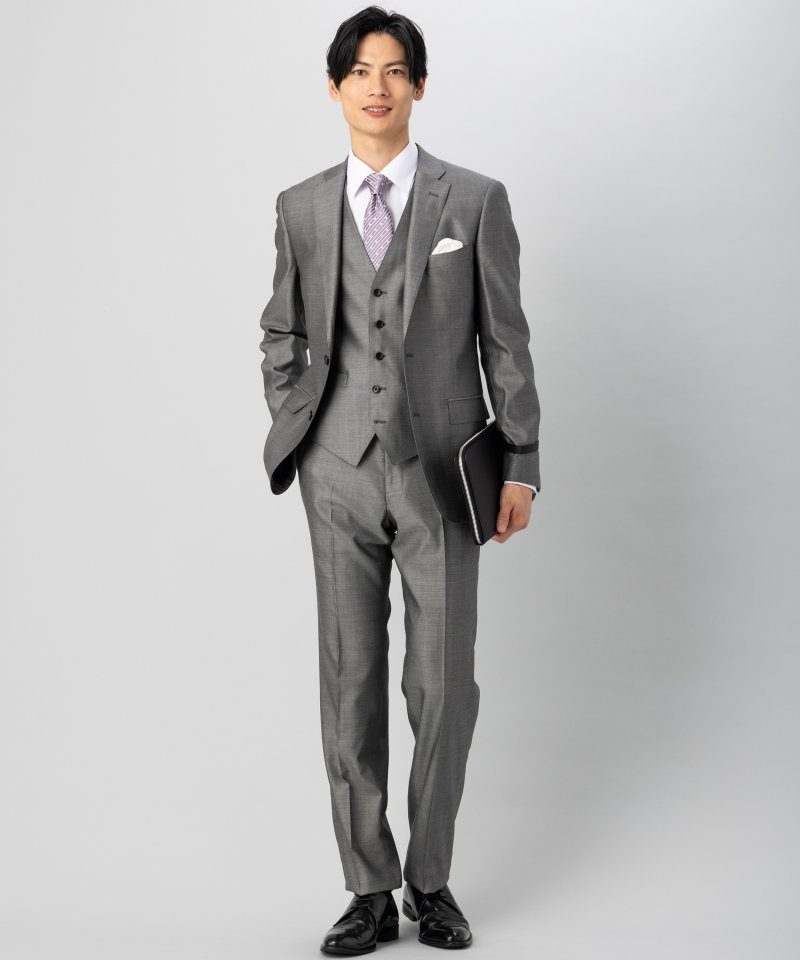 ONLY オンリー シルクブレンド3ピースフォーマルスーツ グレー系