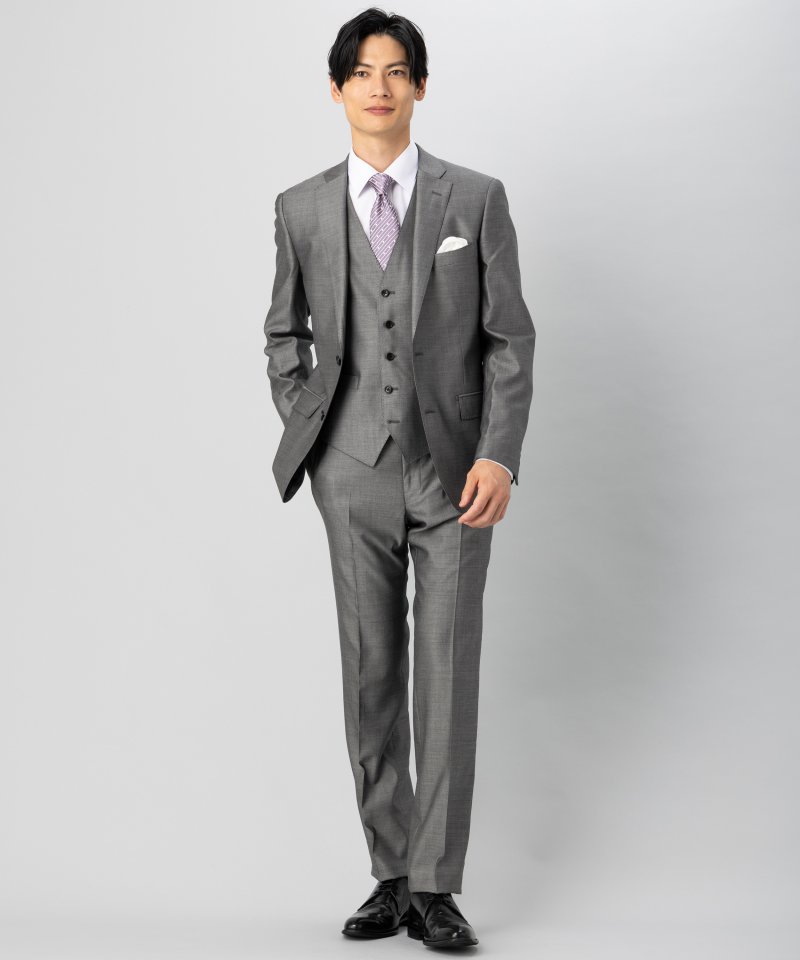 ONLY オンリー シルクブレンド3ピースフォーマルスーツ グレー系