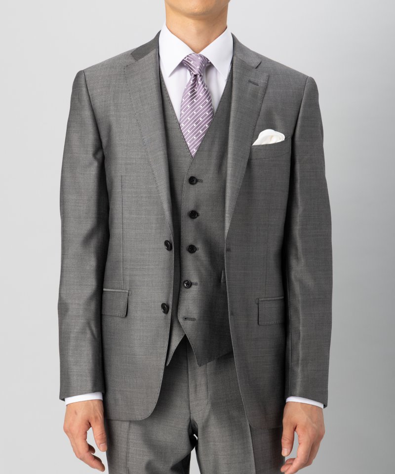 ONLY オンリー シルクブレンド3ピースフォーマルスーツ グレー系