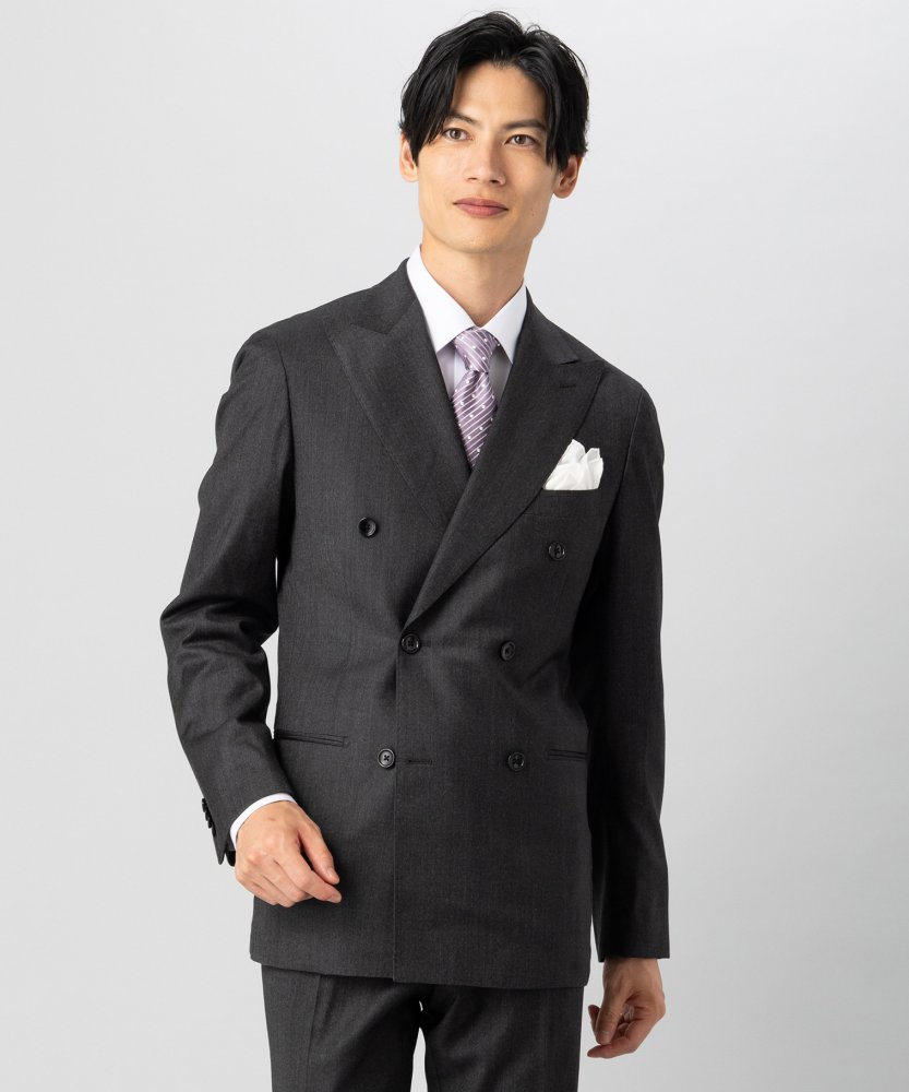 新品未使用　スーツ　ダブルブレスト　日本製生地　ネイビー　BE8　大きいサイズ ONLY オンリー REDA社・FLEXOダブルブレスト2ピ―ススーツ ネイビー系