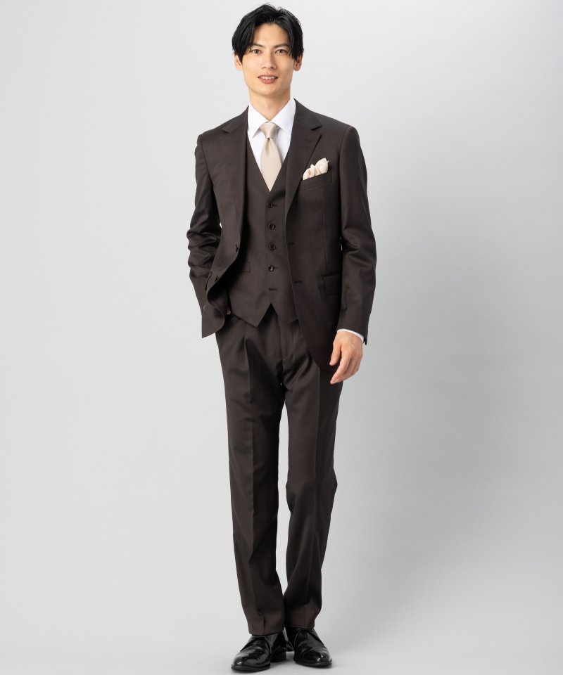 ONLY オンリー REDA社・FLEXO3ピーススーツ ブラウン系 | 結婚式
