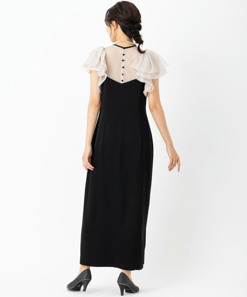 FRAY I.D フレイアイディー フリルスリーブコンビドレス ブラック系