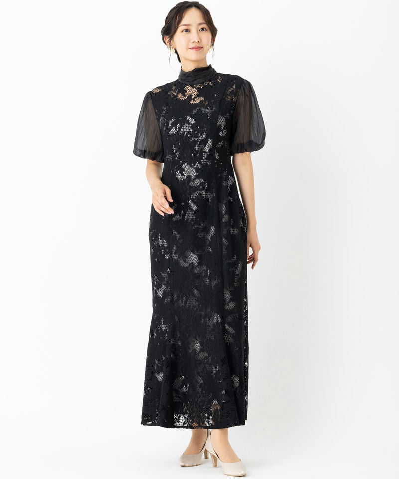 LAGUNAMOON ラグナムーン LADYジャガードレースフレアドレス ブラック