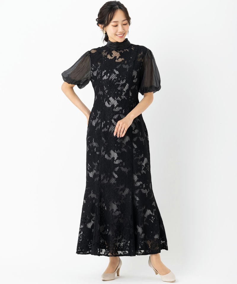 LAGUNAMOON ラグナムーン LADYジャガードレースフレアドレス ブラック