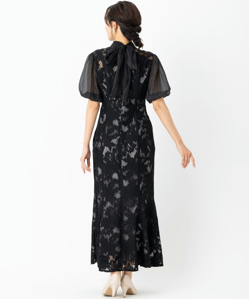 LAGUNAMOON ラグナムーン LADYジャガードレースフレアドレス ブラック