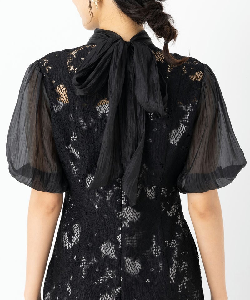 LAGUNAMOON ラグナムーン LADYジャガードレースフレアドレス ブラック