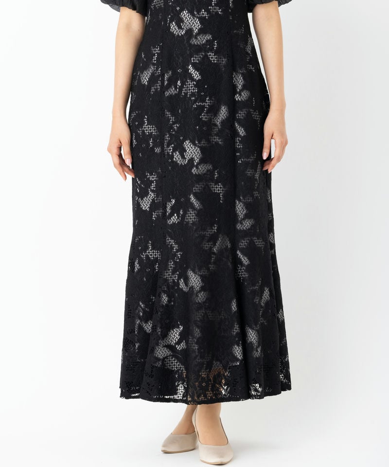 LAGUNAMOON ラグナムーン LADYジャガードレースフレアドレス ブラック