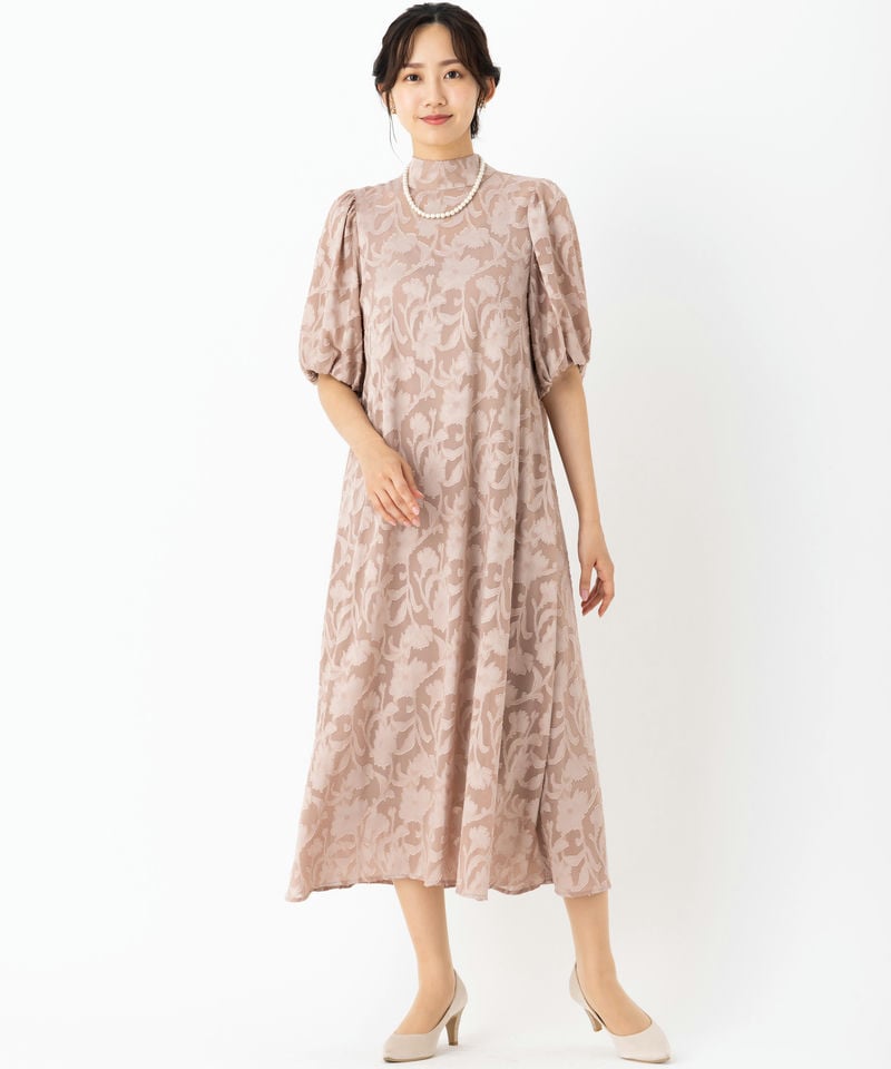 超美品　クリーニング済　J by blue バックリボンジャガードドレス J by blue ジェーバイブルー インナー付きバックリボンジャガード
