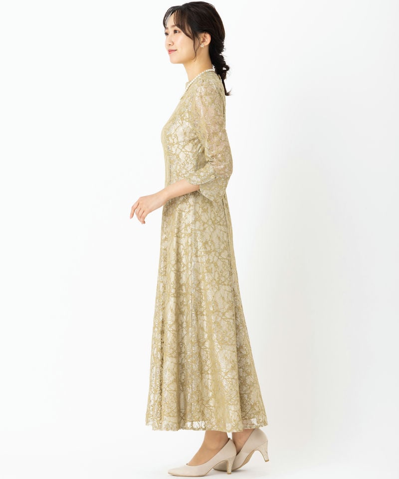 Aimer エメ ボタニカル柄レースバックシャンドレス イエロー系 | 結婚