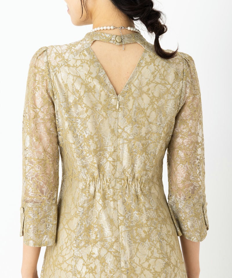 Aimer エメ ボタニカル柄レースバックシャンドレス イエロー系 | 結婚