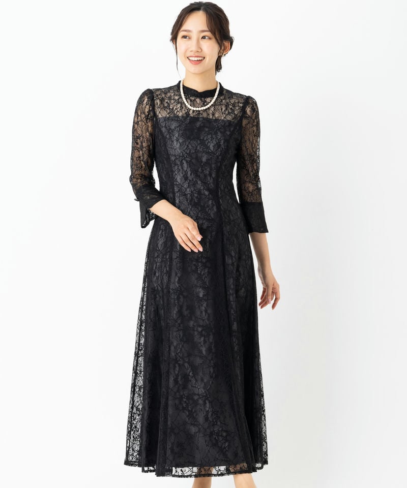 Aimer エメ ボタニカル柄レースバックシャンドレス ブラック系 | 結婚