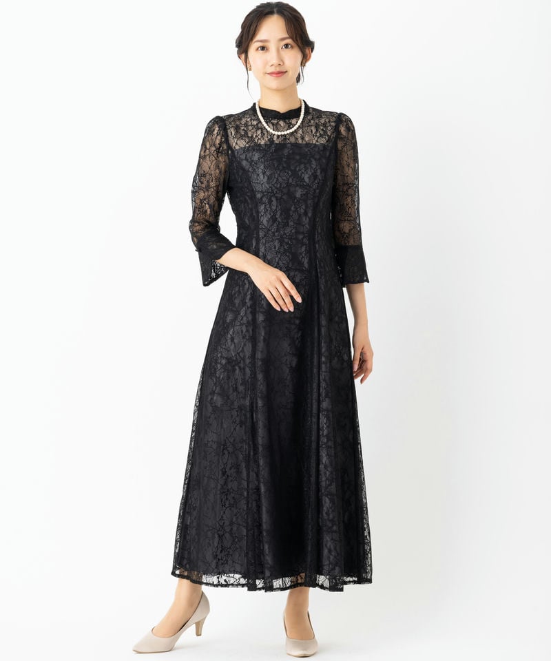 Aimer エメ ボタニカル柄レースバックシャンドレス ブラック系 | 結婚