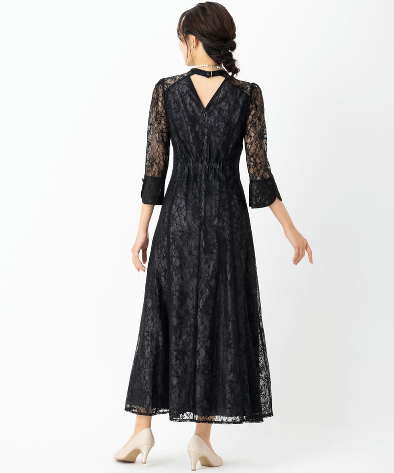 Aimer エメ ボタニカル柄レースバックシャンドレス ブラック系 | 結婚