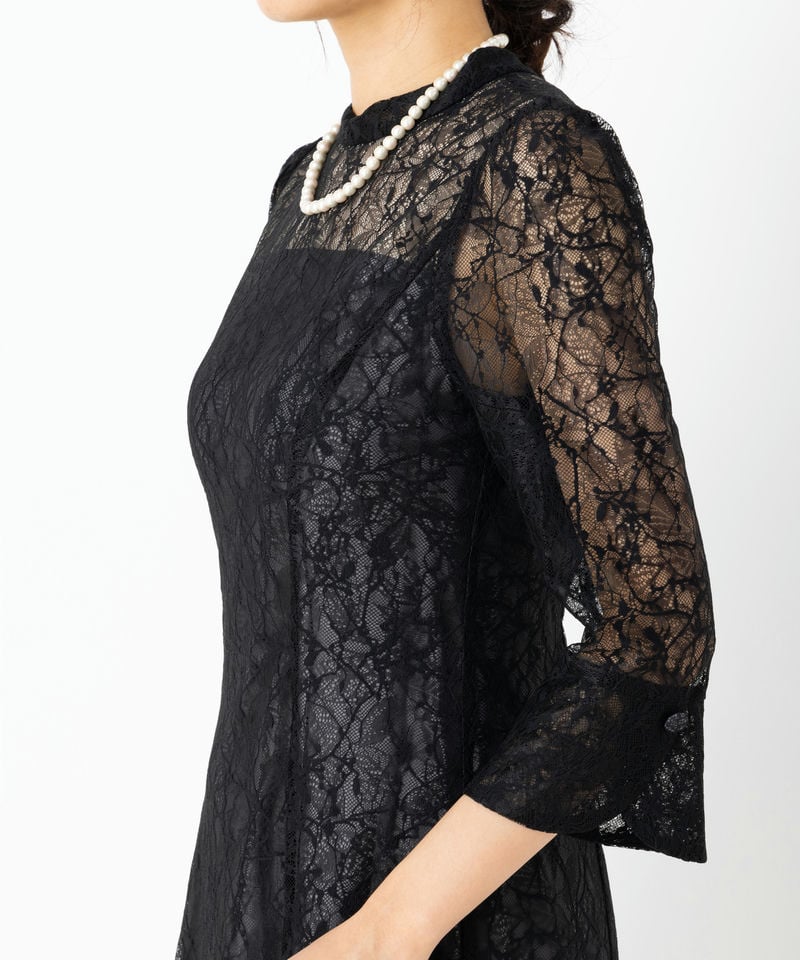 Aimer エメ ボタニカル柄レースバックシャンドレス ブラック系 | 結婚