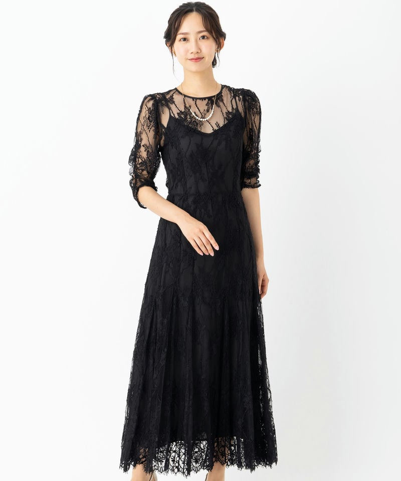 SNIDEL スナイデル バックデザインレースオケドレス ブラック系 | 結婚