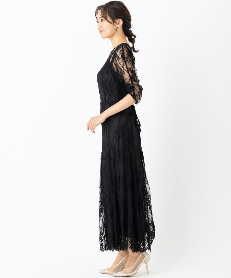 SNIDEL スナイデル バックデザインレースオケドレス ブラック系 | 結婚