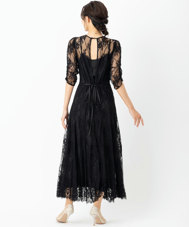 SNIDEL スナイデル バックデザインレースオケドレス ブラック系 | 結婚