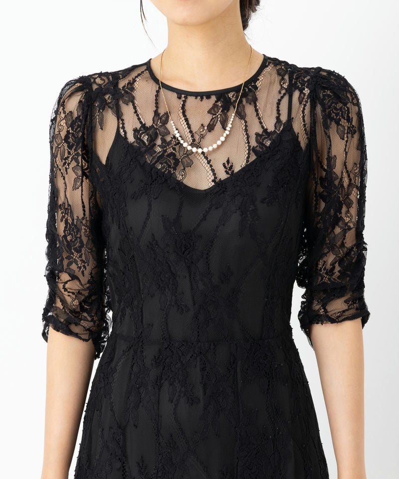 SNIDEL スナイデル バックデザインレースオケドレス ブラック系 | 結婚