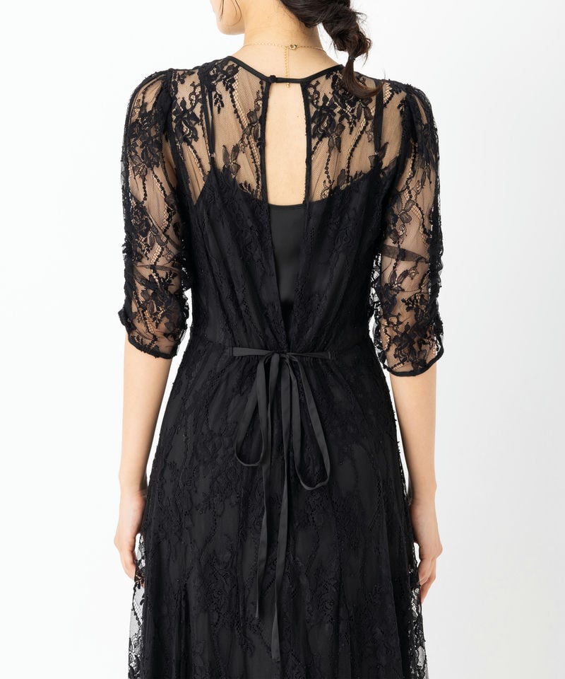 SNIDEL スナイデル バックデザインレースオケドレス ブラック系 | 結婚