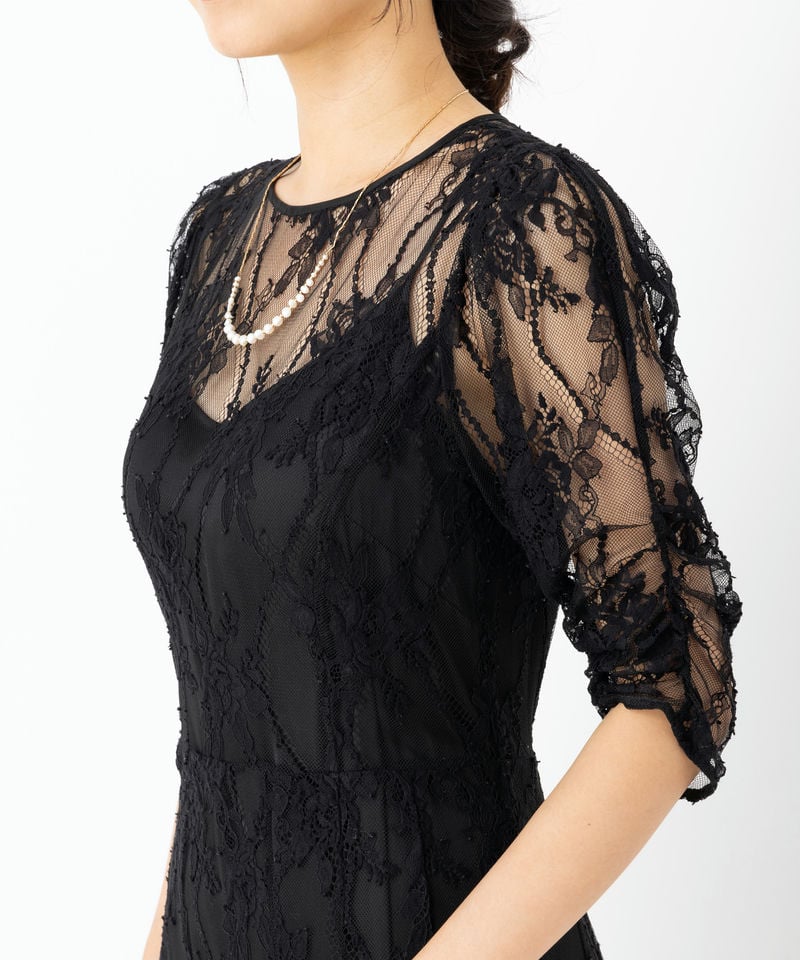 SNIDEL スナイデル バックデザインレースオケドレス ブラック系 | 結婚