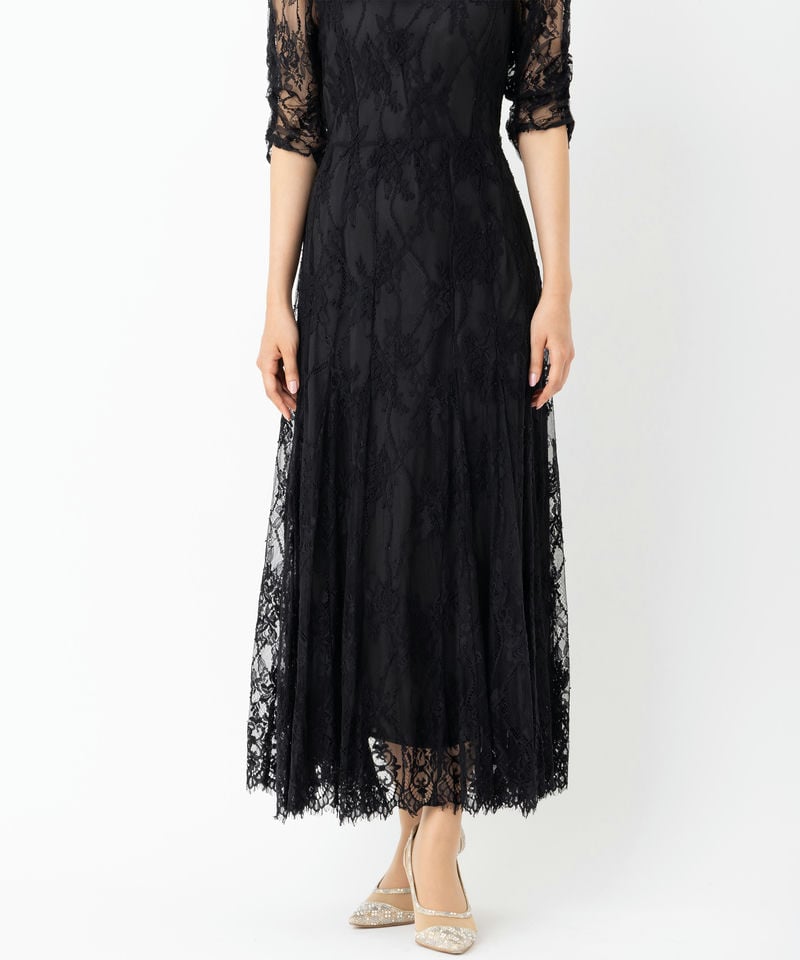 SNIDEL スナイデル バックデザインレースオケドレス ブラック系 | 結婚