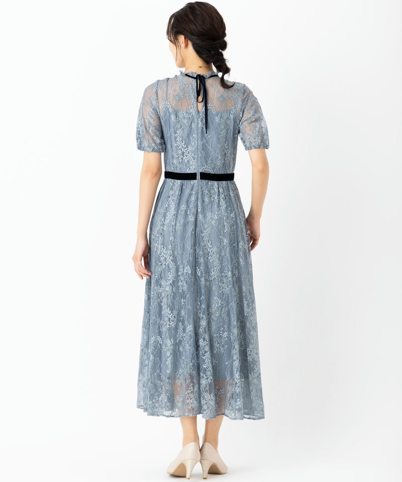 JILL by JILL STUART フォーマル　ドレス　ワンピース　結婚式 JILL STUART ジルスチュアート レース×ベルベットドレス ブルー系