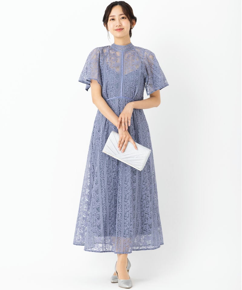 FRAY I.D フレイアイディー フローティング刺繍ドレス ブルー系 | 結婚 
