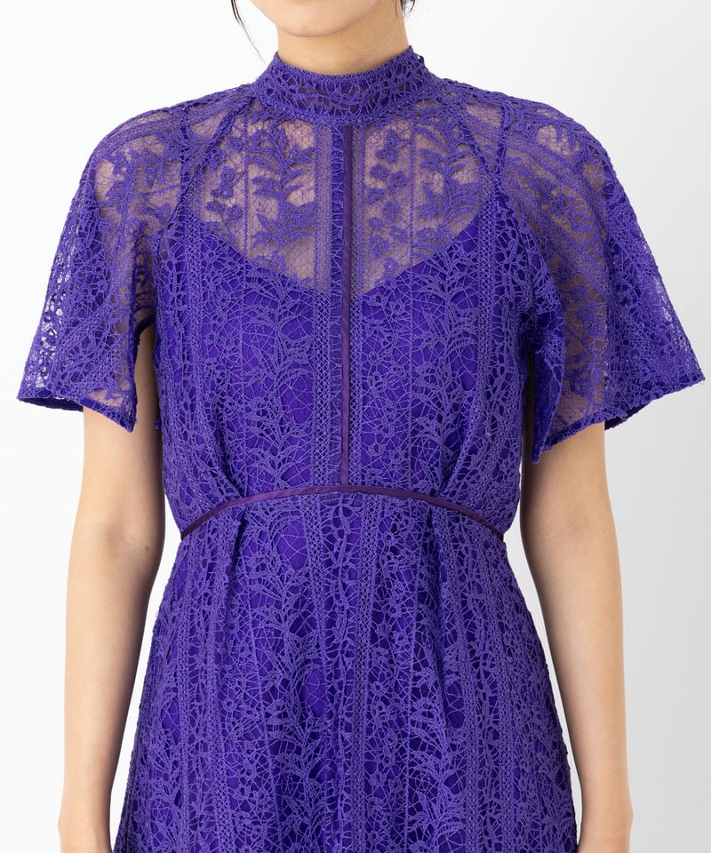 FRAY I.D フレイアイディー フローティング刺繍ドレス パープル系