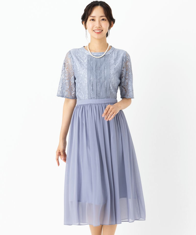 Aimer エメ 2WAYリボンブラウス付マーメイドラインドレス ブルー系