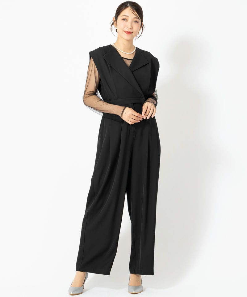 SNIDEL スナイデル チュールボレロセットオールインワン ブラック系