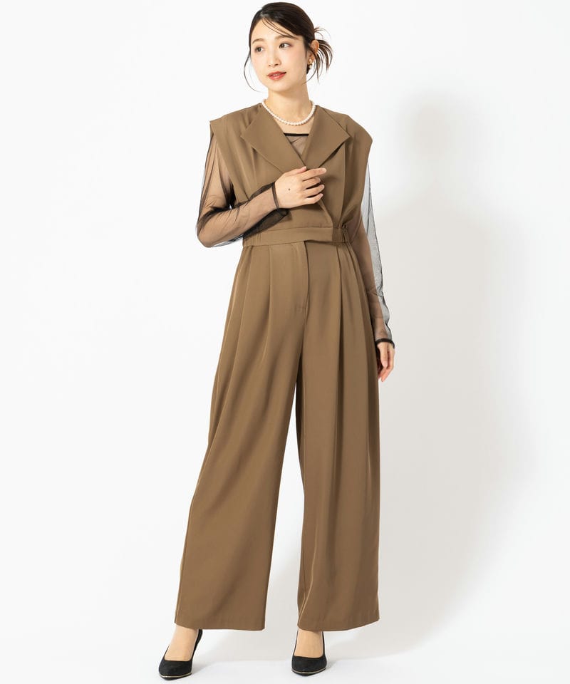 オールインワン　Aimer Aimer 【ドレス3点セット】エメ 総レース5分袖リンクオールインワン