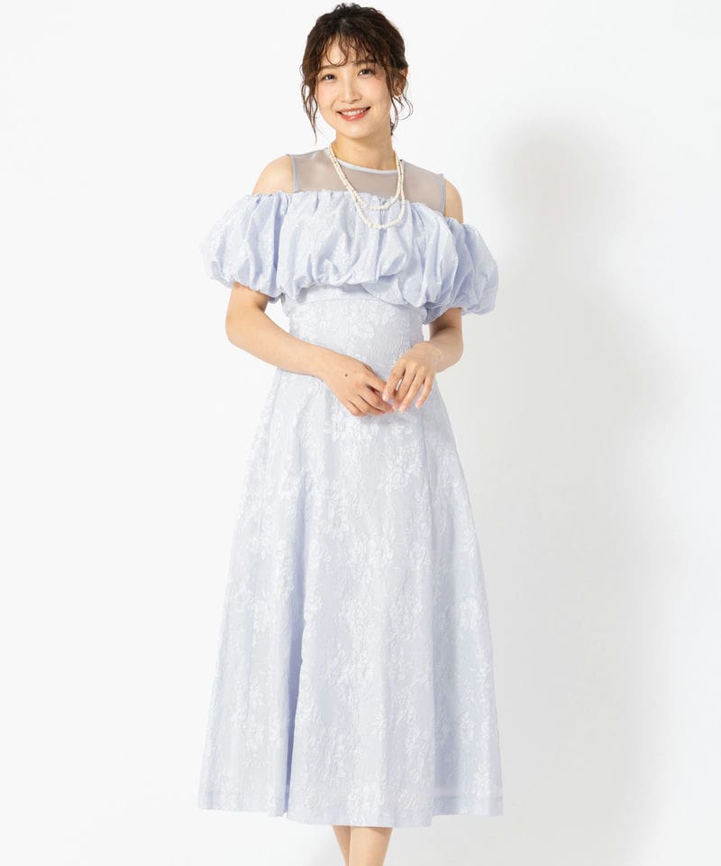 dazzlin ダズリン チュールレースベアコンビドレス ブルー系 | 結婚式