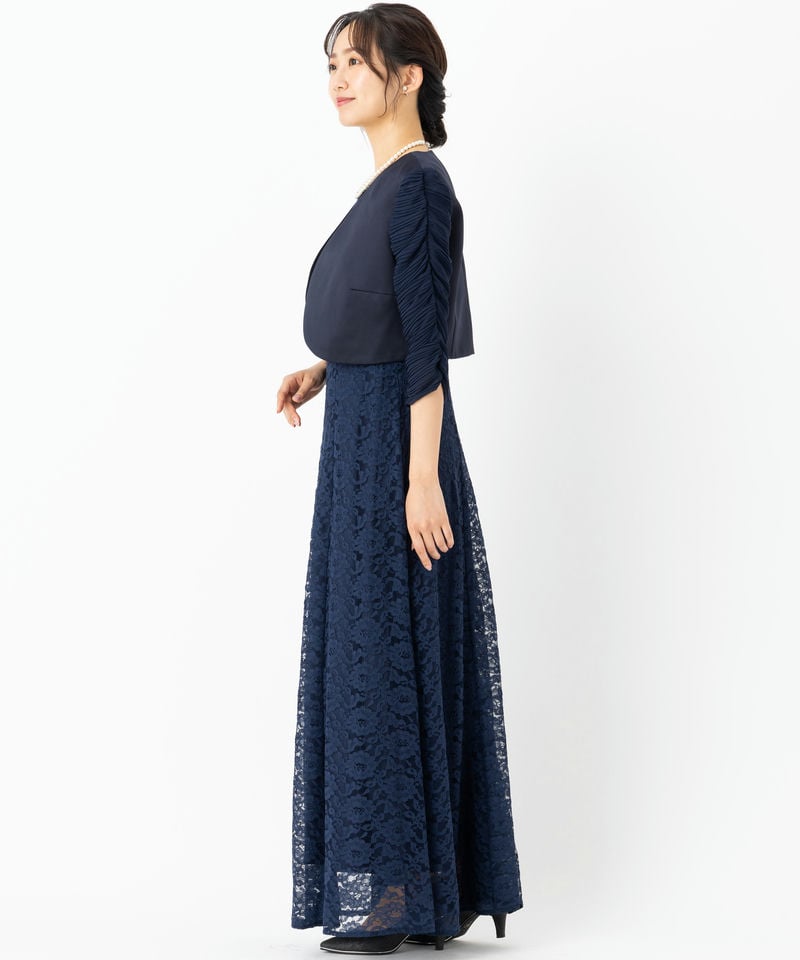 Select Shop 【マザーズドレスセット】総レースロングドレス ネイビー