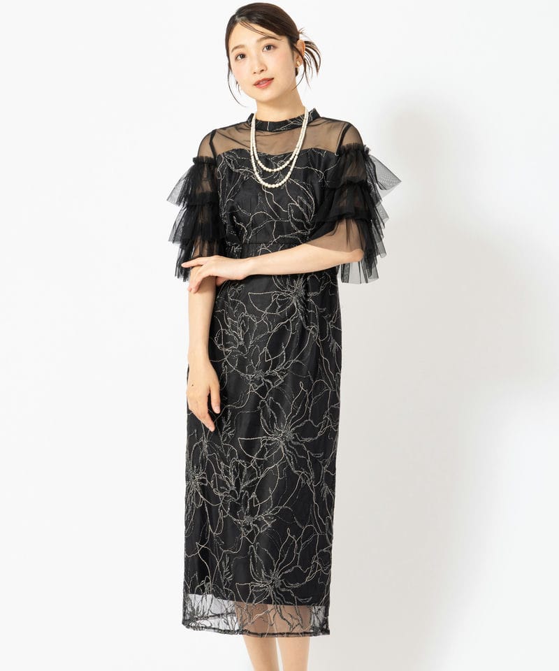 ティアードスリーブ刺繍ドレス」に該当するのレンタルアイテム | 結婚